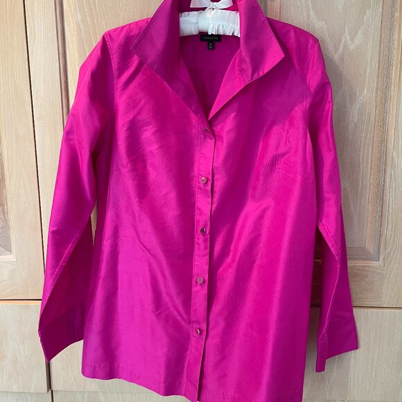 Talbots Tops - Talbots Magenta Silk Long-sleeve Blouse